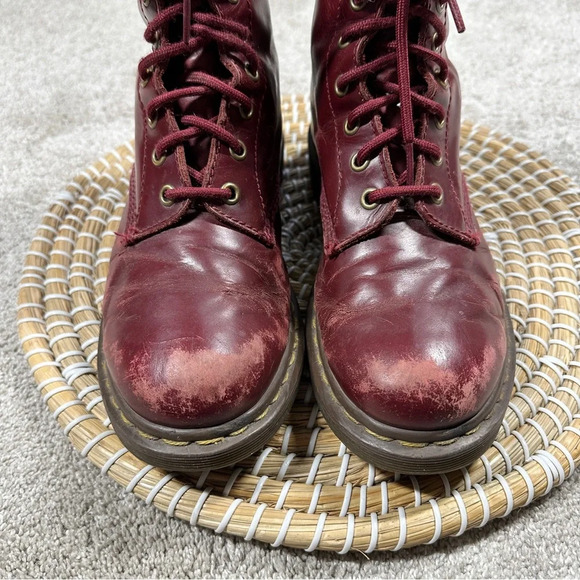 Dr. Martens Women’s Pascal Cherry Shiraz Buttero Leather 8-Eye Boots Size 6 - Picture 2 of 16